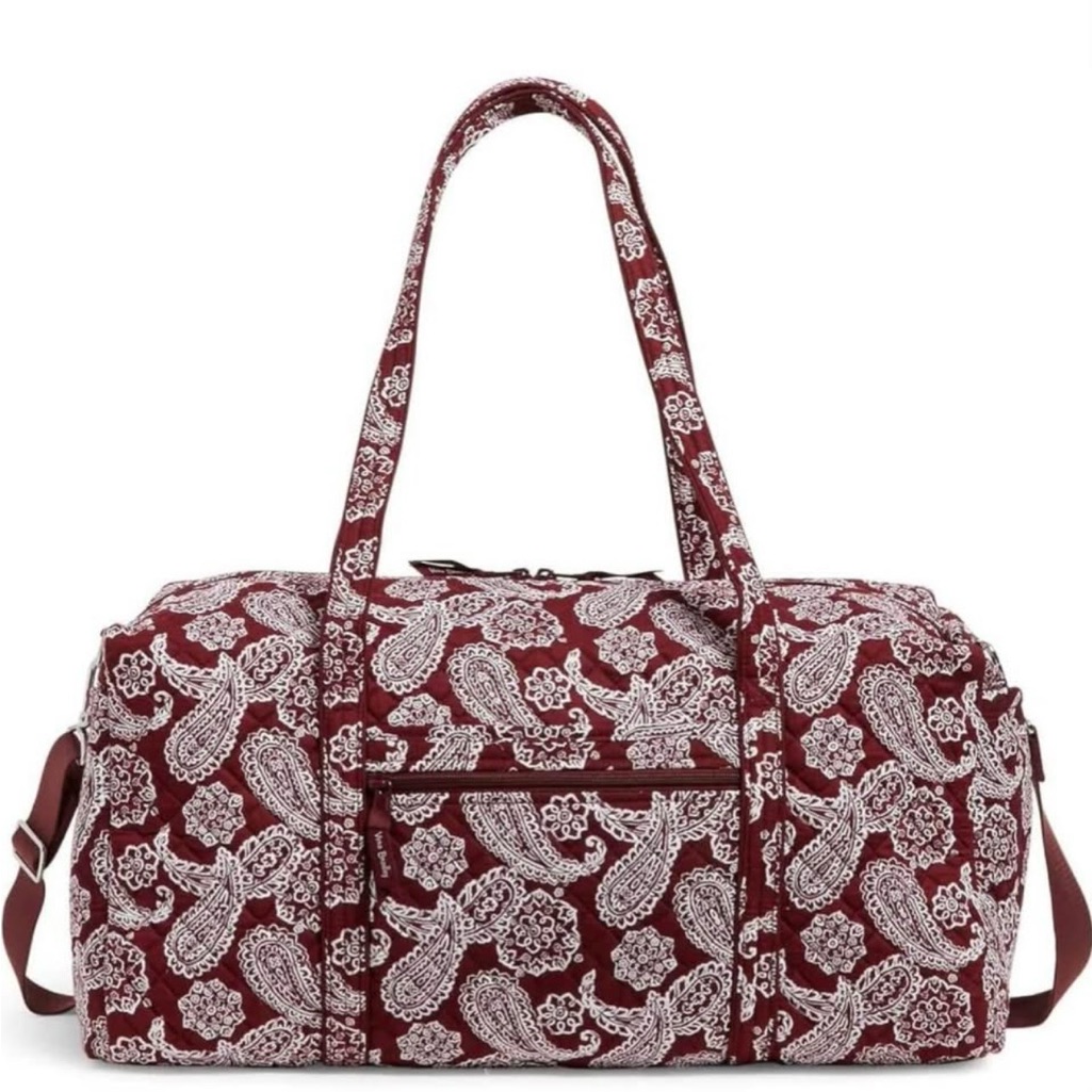 Vera Bradley Large Maroon Paisley Quilted Travel Duffel Nwt